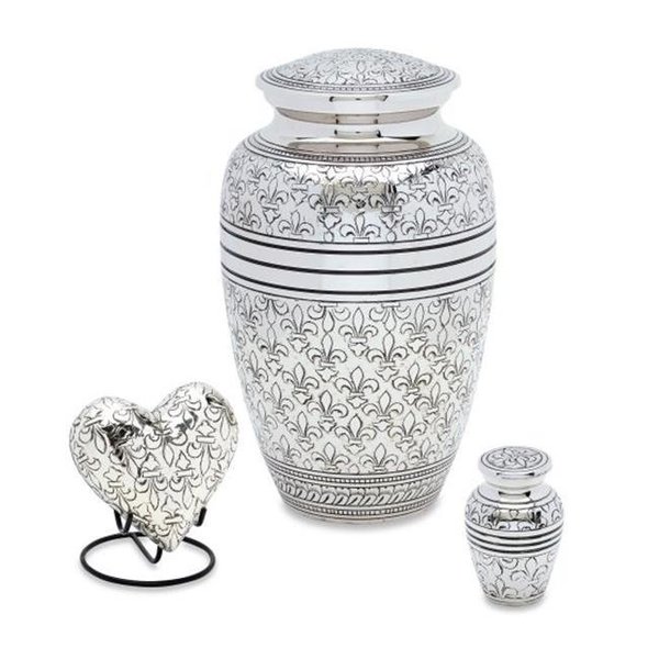 Urnsdirect2U Urnsdirect2u 7720-S Fleur De Lis Urn Set; Silver 7720-S